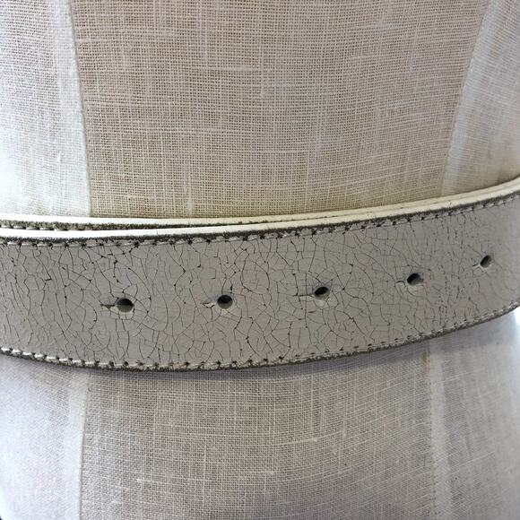 Vera Pelle Genuine Leather Belt White Starfish Oversized Buckle Size Large main image 6